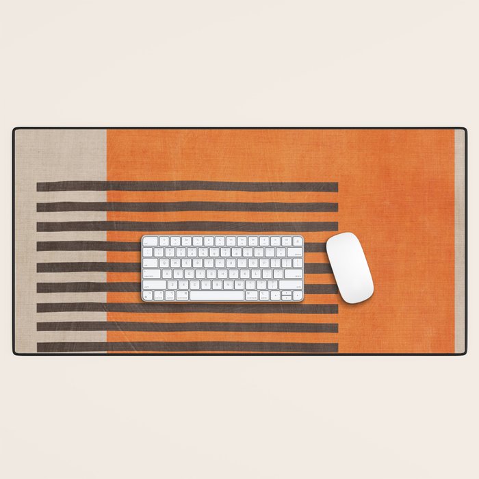 Beige Orange Geometric Abstract Minimalist Art Desk Mat Gallery Image 1
