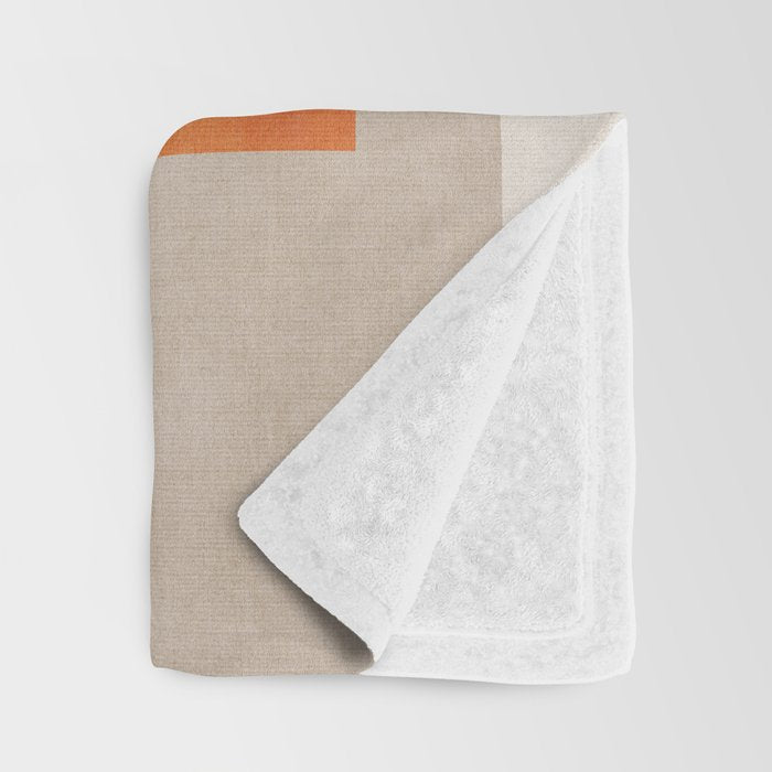 Beige Orange Geometric Abstract Minimalist Art Throw Blanket Gallery Image 3