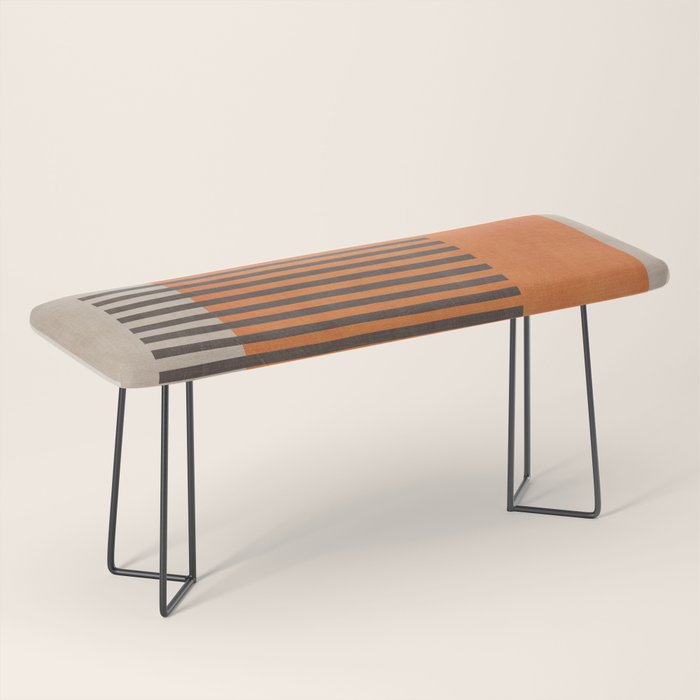 Beige Orange Geometric Abstract Minimalist Art Bench Gallery Image 1