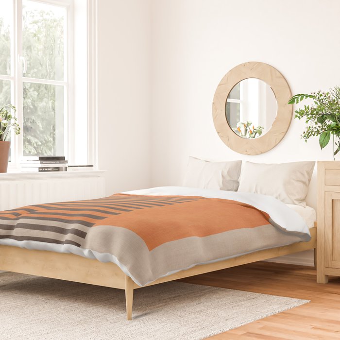 Beige Orange Geometric Abstract Minimalist Art Duvet Cover Gallery Image 2