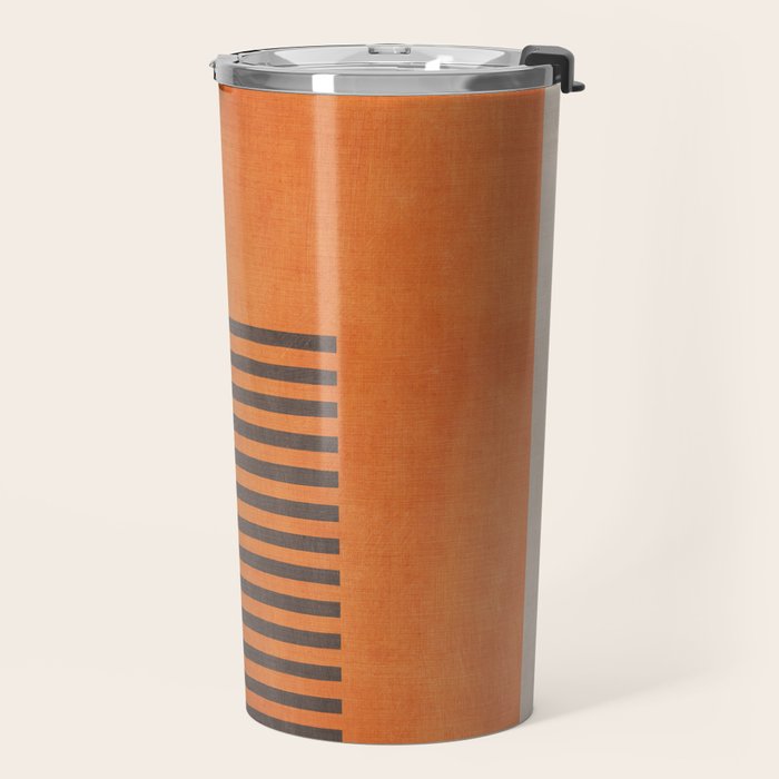 Beige Orange Geometric Abstract Minimalist Art Travel Mug Gallery Image 2