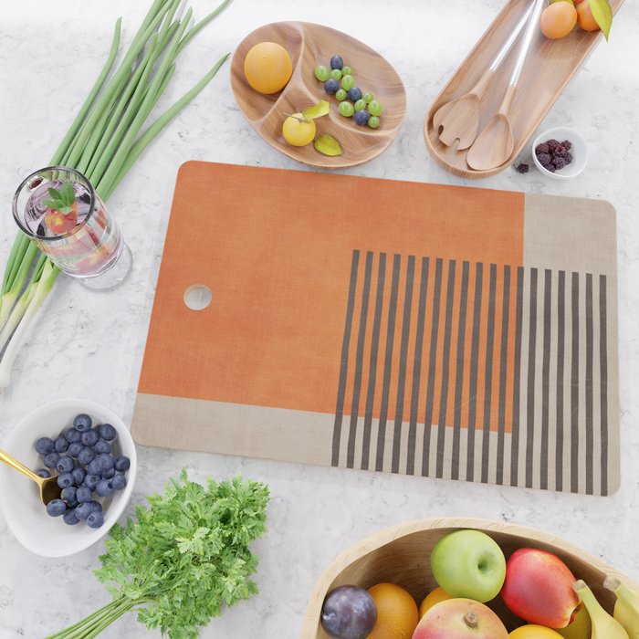 Beige Orange Geometric Abstract Minimalist Art Cutting Board Gallery Image 2