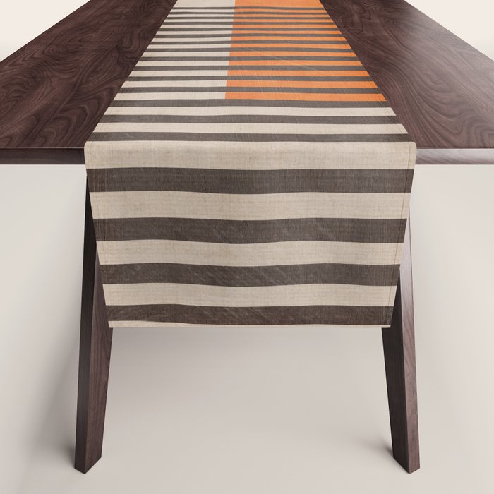 Beige Orange Geometric Abstract Minimalist Art Table Runner Gallery Image 1