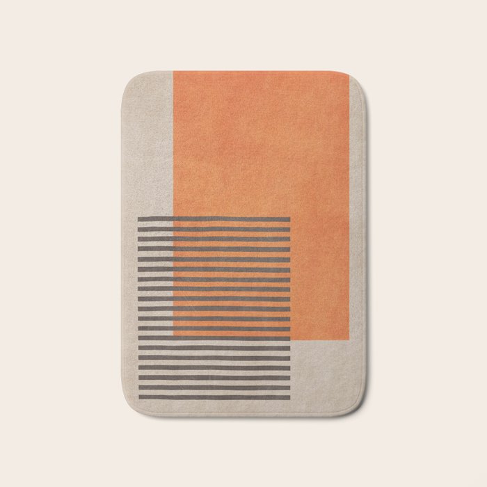 Beige Orange Geometric Abstract Minimalist Art Bath Mat Gallery Image 1