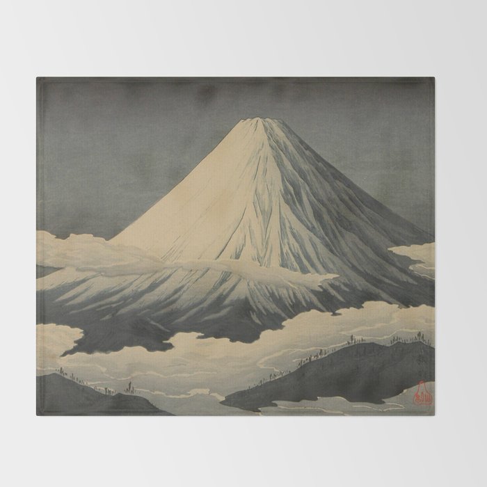 Shotei Takahashi Four Seasons of Mount Fuji Near Omuro Kawase Hasui Japanese Woodblock Print Throw Blanket Gallery Image 2