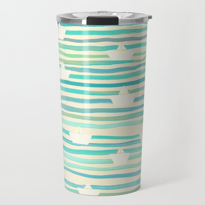 Whimsical Paper Boats Travel Mug Gallery Image 1