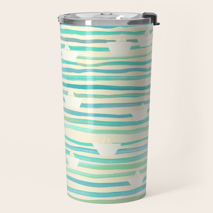 Whimsical Paper Boats Travel Mug Gallery Image 2