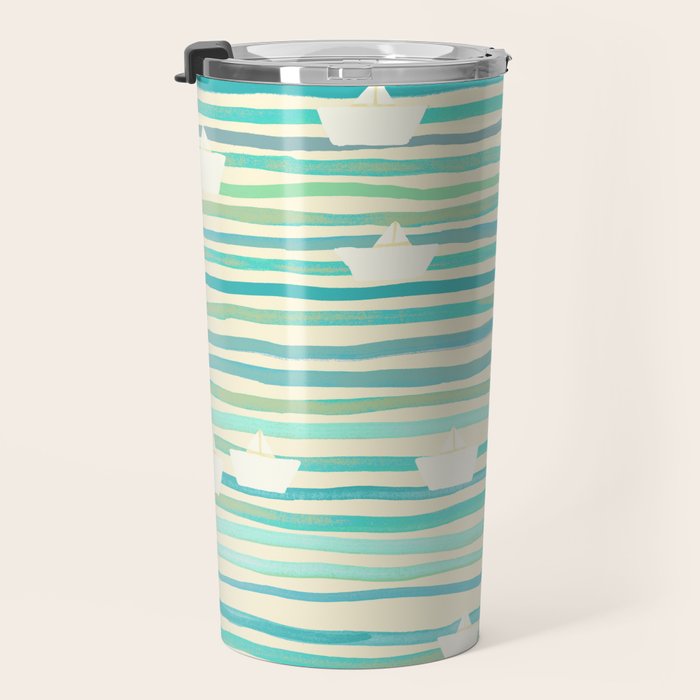 Whimsical Paper Boats Travel Mug Gallery Image 3