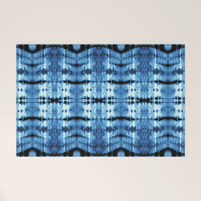 Indigo Satin Shibori Welcome Mat Gallery Image 1