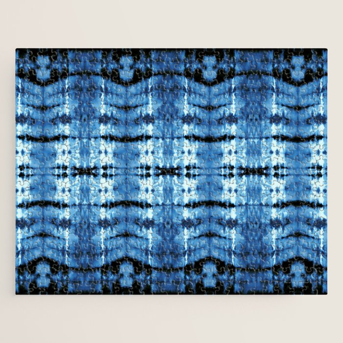 Indigo Satin Shibori Jigsaw Puzzle Gallery Image 1