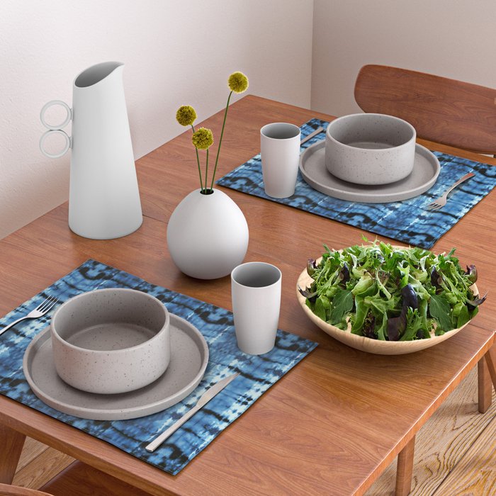 Indigo Satin Shibori Placemat Gallery Image 2