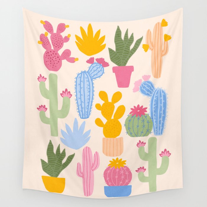Cactus Garden - pastel Wall Tapestry Gallery Image 4