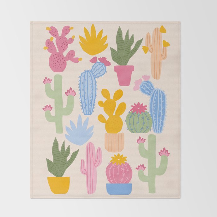 Cactus Garden - pastel Throw Blanket Gallery Image 2