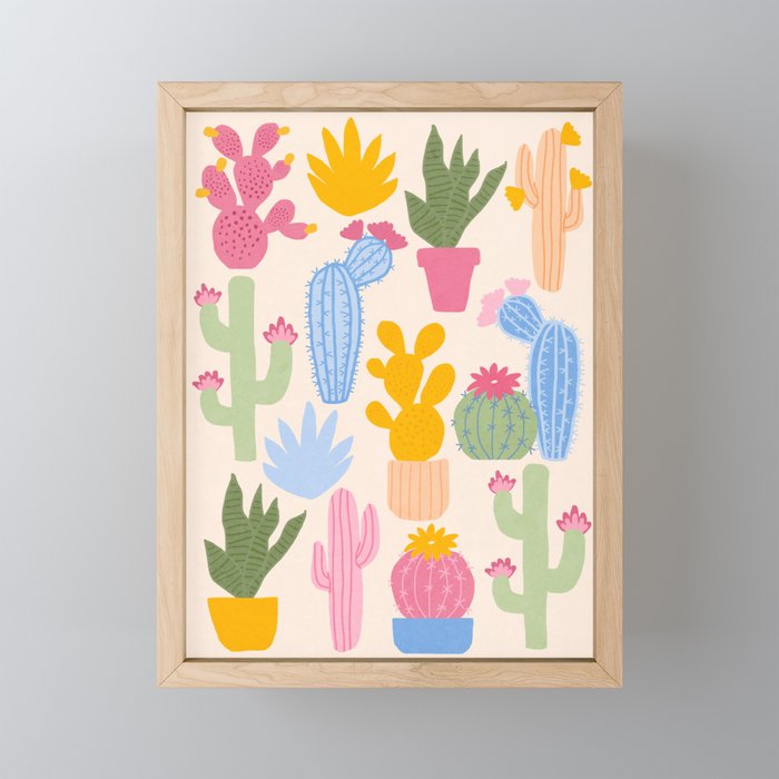 Cactus Garden - pastel Mini Art Print Gallery Image 1