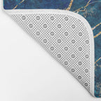 Marble Blue Gold Gem Stone Art Bath Mat Gallery Image 2