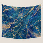 Marble Blue Gold Gem Stone Art Wall Tapestry Gallery Image 4