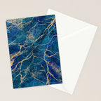 Marble Blue Gold Gem Stone Art Stationery Card Gallery Image 2