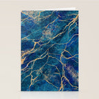 Marble Blue Gold Gem Stone Art Stationery Card Gallery Image 2