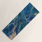 Marble Blue Gold Gem Stone Art Yoga Mat Gallery Image 1