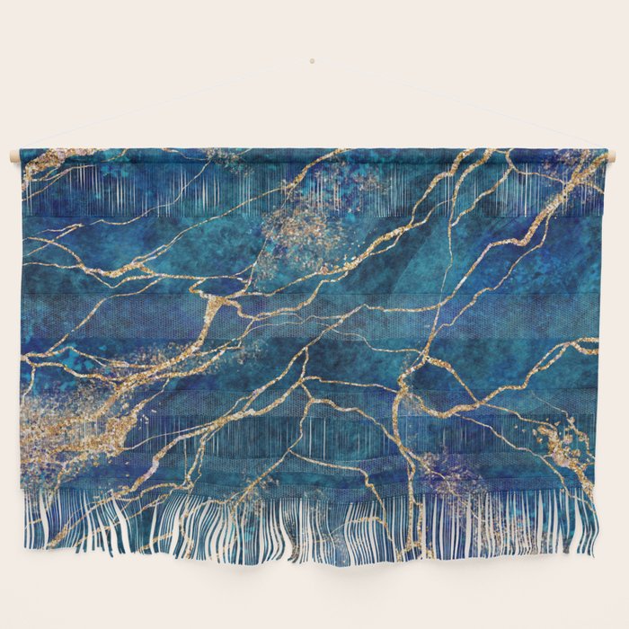 Marble Blue Gold Gem Stone Art Wall Hanging Gallery Image 1