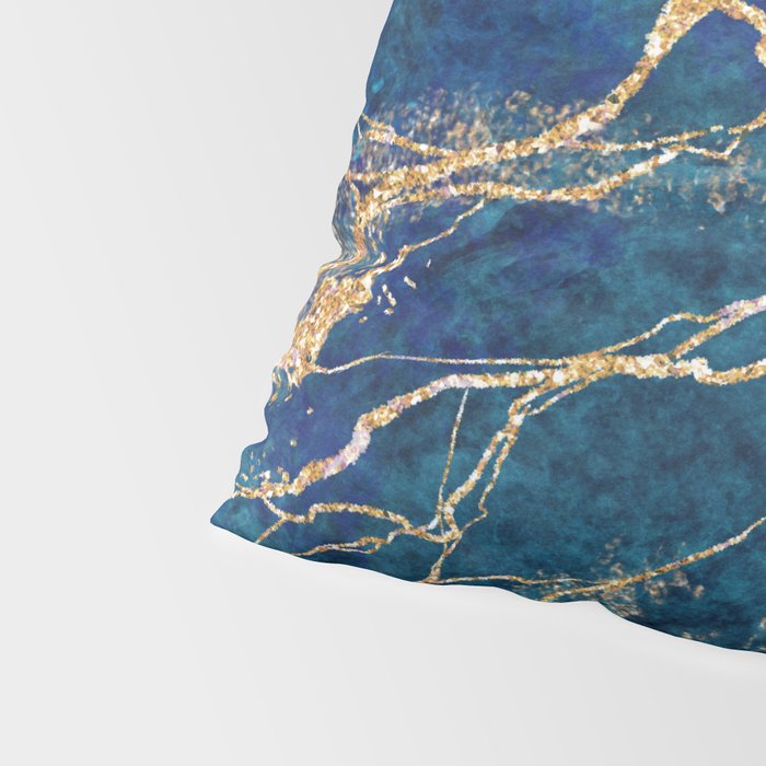 Marble Blue Gold Gem Stone Art Pillow Sham Gallery Image 4