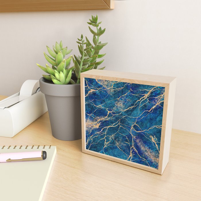 Marble Blue Gold Gem Stone Art Mini Art Print Gallery Image 2
