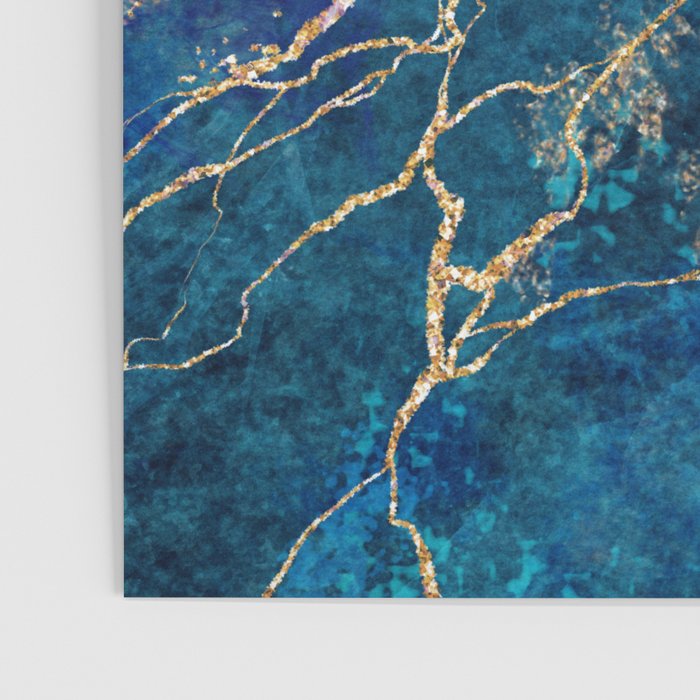 Marble Blue Gold Gem Stone Art Poster Gallery Image 3