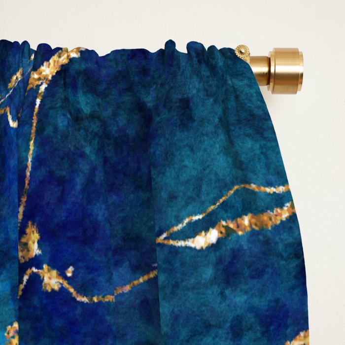 Marble Blue Gold Gem Stone Art Window Curtain Gallery Image 2