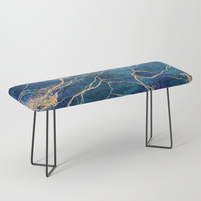 Marble Blue Gold Gem Stone Art Bench Gallery Image 1