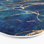 Marble Blue Gold Gem Stone Art Bath Mat Gallery Image 3