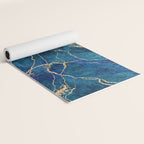 Marble Blue Gold Gem Stone Art Yoga Mat Gallery Image 2