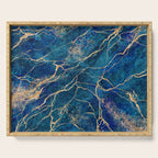 Marble Blue Gold Gem Stone Art Serving Tray Gallery Image 1