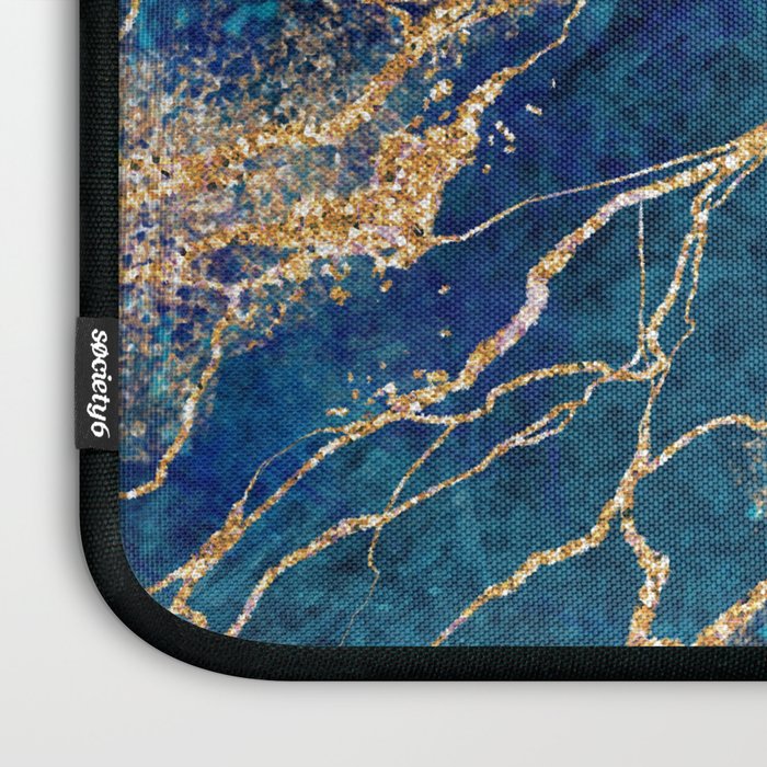 Marble Blue Gold Gem Stone Art Laptop Sleeve Gallery Image 3