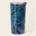 Marble Blue Gold Gem Stone Art Travel Mug Gallery Image 2