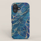 Marble Blue Gold Gem Stone Art iPhone Case Gallery Image 1
