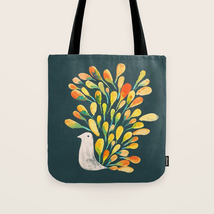 Watercolor Peacock Tote Bag Gallery Image 1
