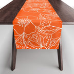 Hand drawn white bright orange modern floral Table Runner Gallery Image 1