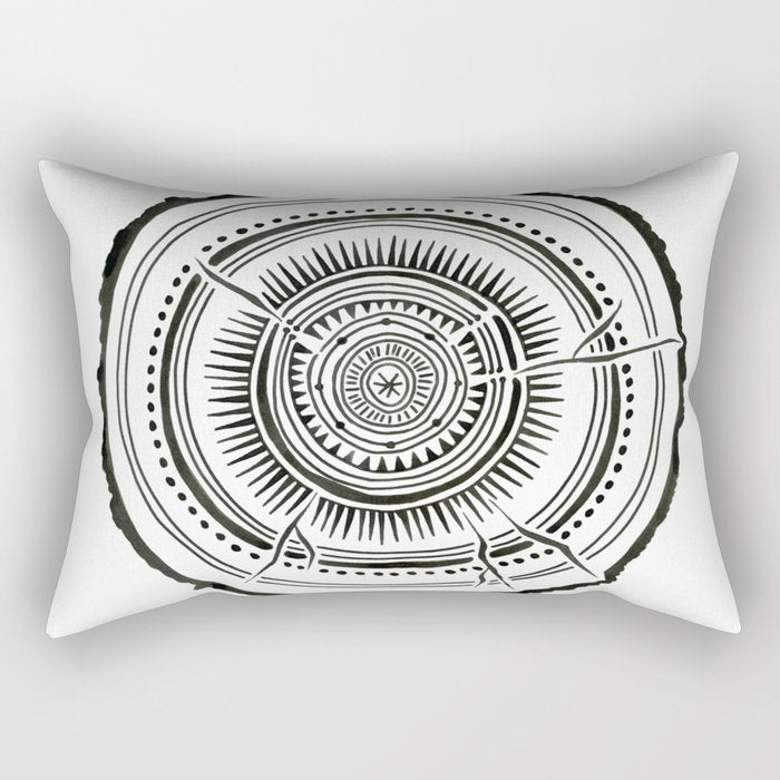 Quaking Aspen - Black Tree Rings Rectangular Pillow Gallery Image 1