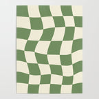 Wavy Checkerboard (Green Beige) Poster Gallery Image 4