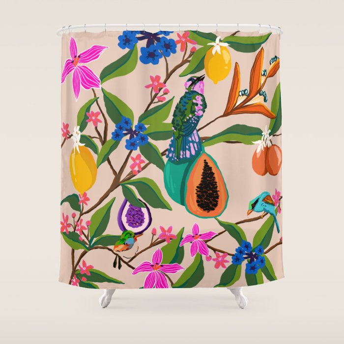 Summer vibes in tropical jungle Shower Curtain Gallery Image 1