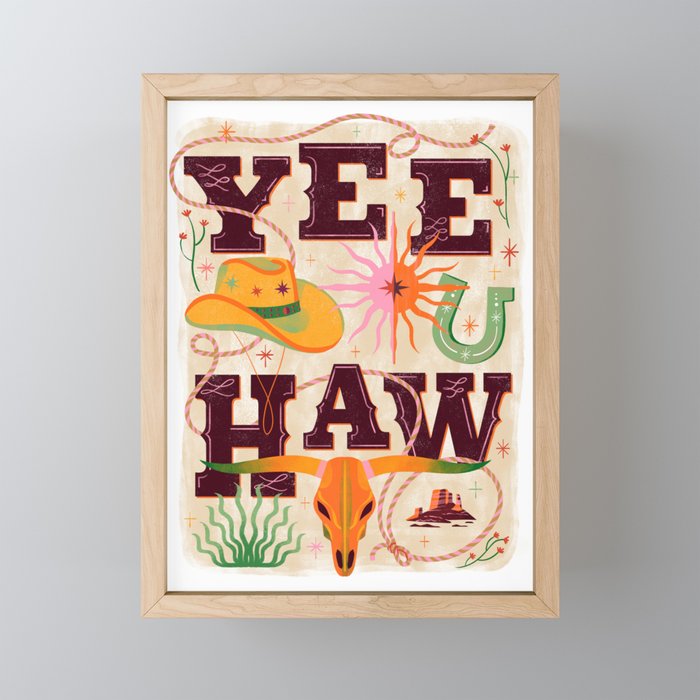 Yeehaw Cowboy Mini Art Print Gallery Image 1
