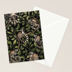 Lush Tropical Lemur Monkey Paradise Black Stationery Card Gallery Image 2
