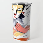 Sleepover, Cats Animals Pets In Love, Affection Cute Companion One Night Stand, Cat Mom Couple Romance Painting Travel Mug Gallery Image 1