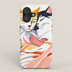 Sleepover, Cats Animals Pets In Love, Affection Cute Companion One Night Stand, Cat Mom Couple Romance Painting iPhone Case Gallery Image 1