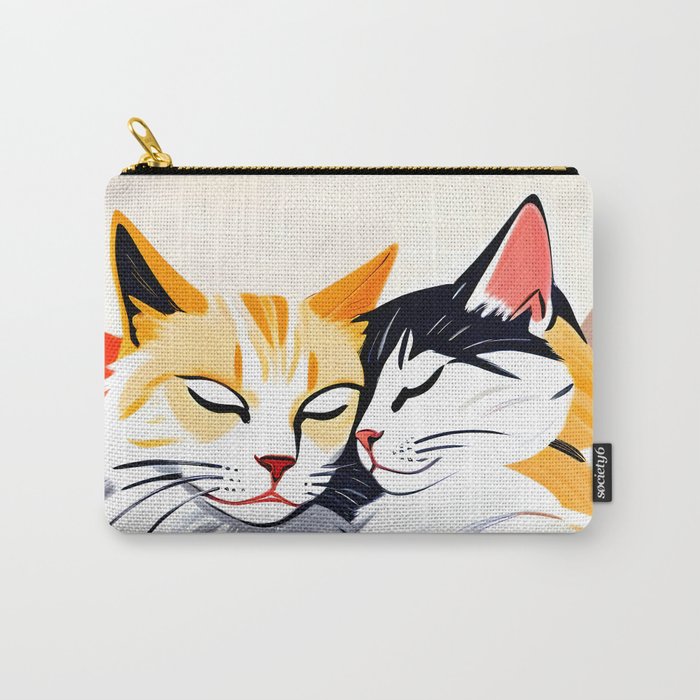 Sleepover, Cats Animals Pets In Love, Affection Cute Companion One Night Stand, Cat Mom Couple Romance Painting Carry All Pouch Gallery Image 1