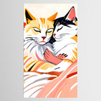 Sleepover, Cats Animals Pets In Love, Affection Cute Companion One Night Stand, Cat Mom Couple Romance Painting Tablecloth Gallery Image 2