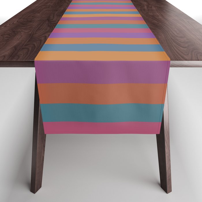 Mixed Stripes Pattern IX Retro Rainbow Table Runner Gallery Image 1