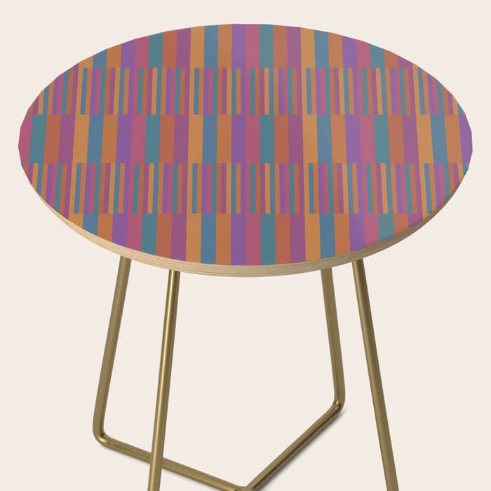 Mixed Stripes Pattern IX Retro Rainbow Side Table Gallery Image 2