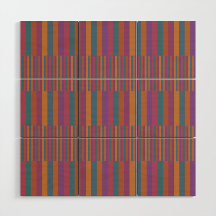 Mixed Stripes Pattern IX Retro Rainbow Wood Wall Art Gallery Image 1