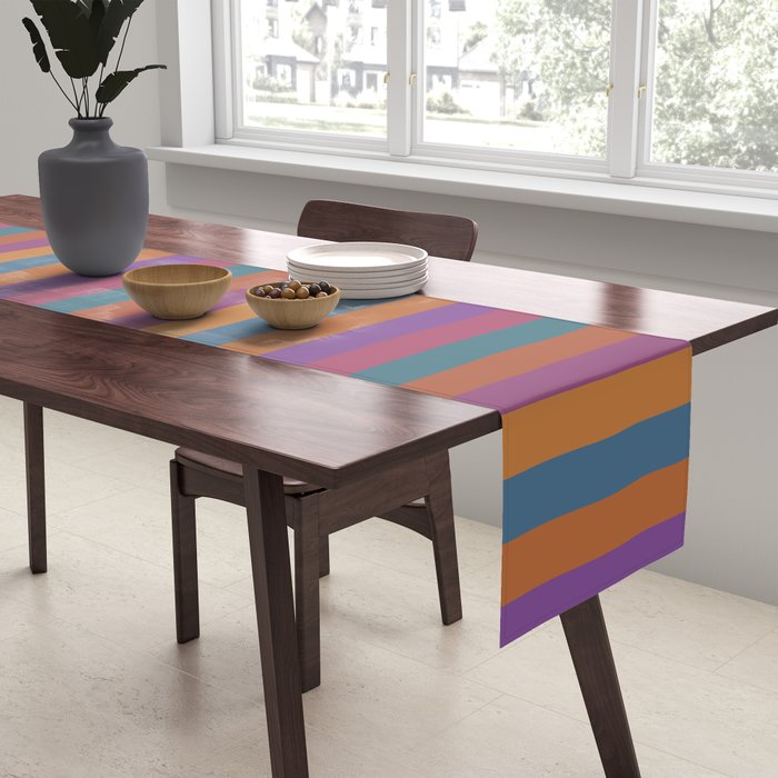 Mixed Stripes Pattern IX Retro Rainbow Table Runner Gallery Image 2